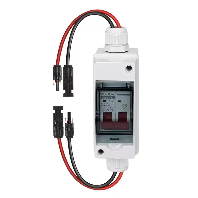 Solar Photovoltaic Combiner Box with Circuit Breaker IP65HT 2-way Waterproof Box 1 in 1 Out DC Photovoltaic Isolation Switch Box