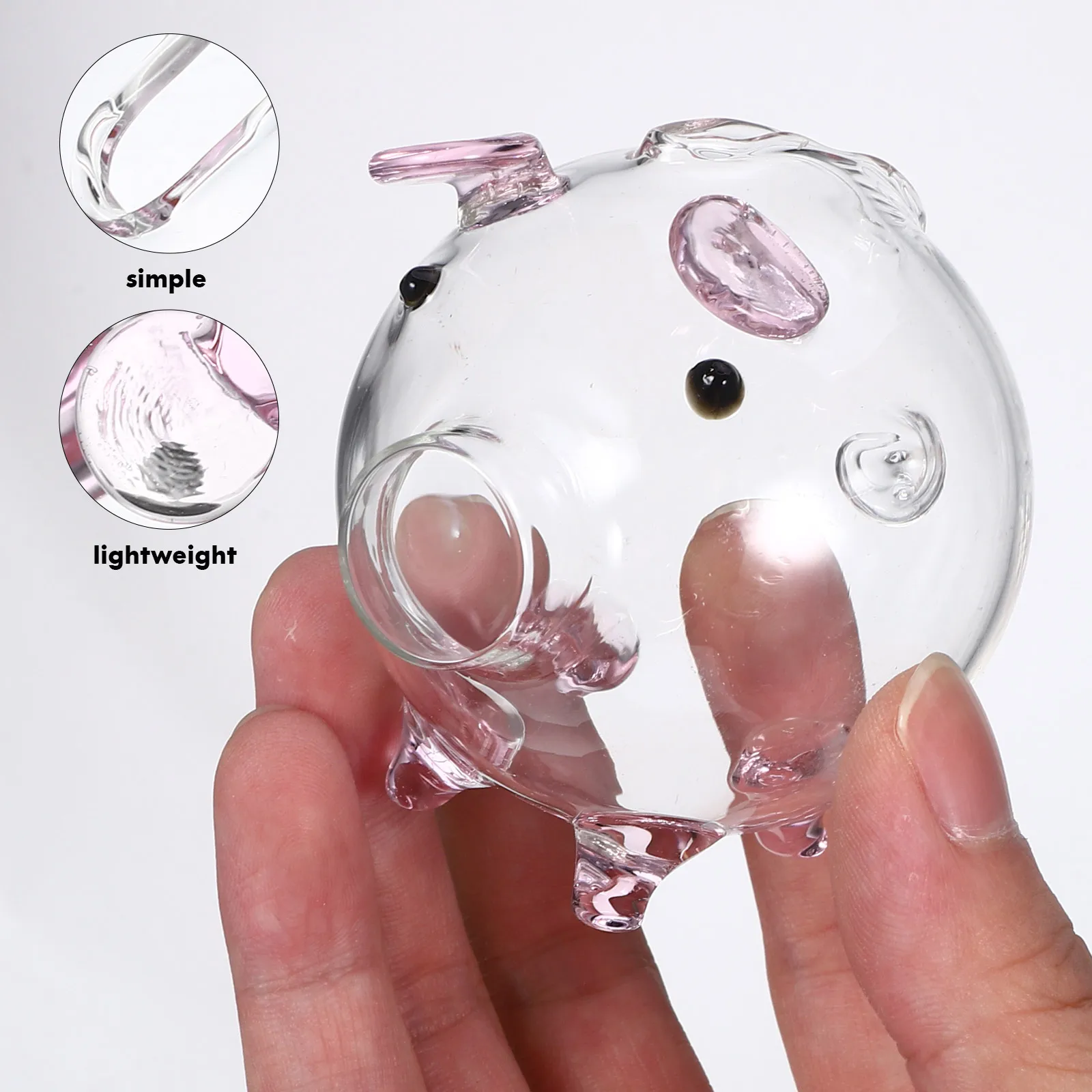 Hucha transparente de vidrio de borosilicato alto, caja de dinero en forma de cerdo, soporte decorativo para monedas para escritorio de niños