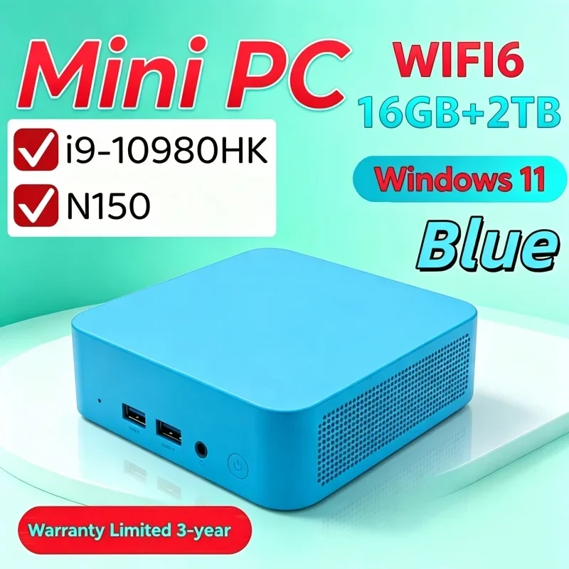 Intel Core N150/I9‑10980HK Ultra Compact Mini PC 16GB RAM 2TB SSD Triple 4K Monitor Home Office Small Pro Robust Workflow