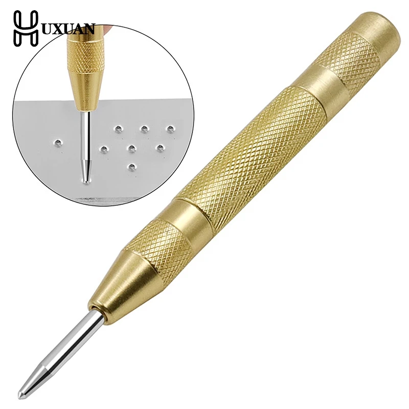 Automatic Center Punch Woodworker Metal Firing Pin Puncher Steel Drilling Holes Window Breaker Spring Loaded Dent Mark Hand Tool