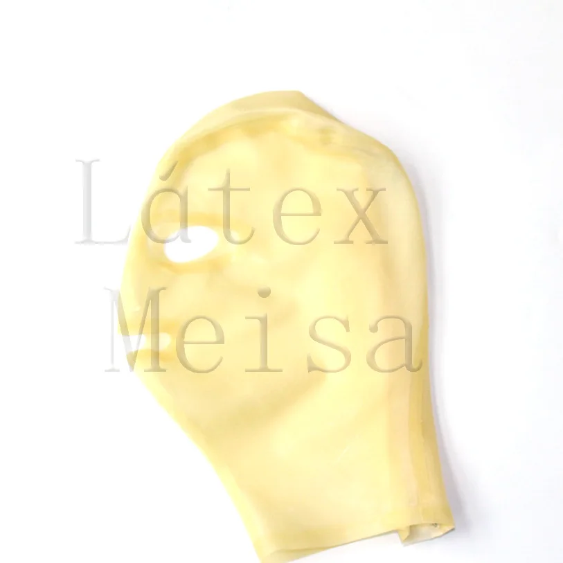 Masques zentai à capuche en Latex pour femmes, yeux ouverts, bouche nostalgique de couleur transparente avec fermeture éclair au dos