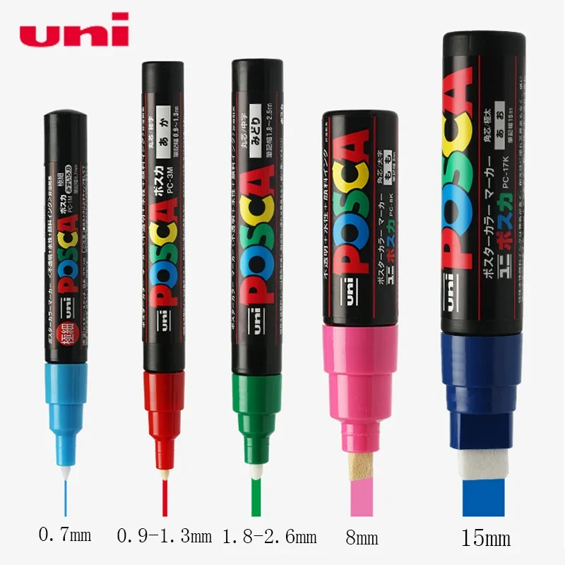 

5pcs/set Uni POSCA Water-based Marker Pen PC-1M/3M/5M/8K/17K Pop Poster Advertising Pen Hand-painted Comic Graffiti Painting