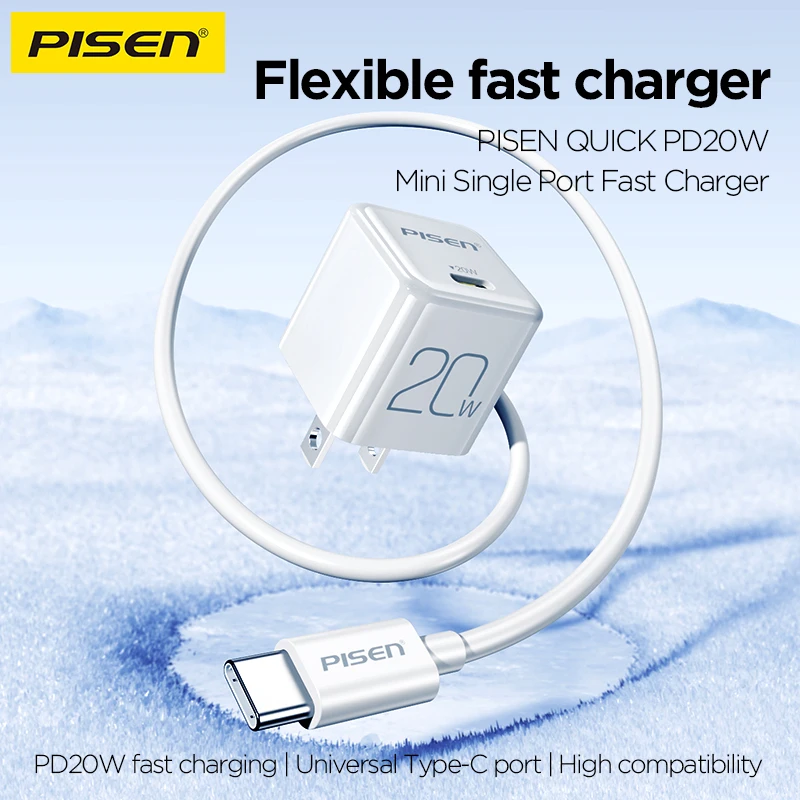 

Набор зарядных кабелей PISEN, 20 Вт, с одним портом, быстрая зарядка, совместимый с кабелем для передачи данных Samsung Xiaomi Apple Type-C Port C To C