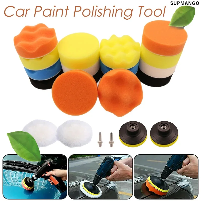 Universal Car Paint Care Accessories 22pcs Car Polishing Sponge Pads Kit Foam Pad Buffer Kit Polishing Machine Wax Pads