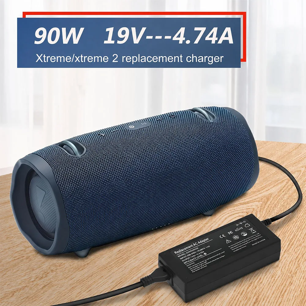 19V 90W Charger for Xtreme 2, Xtreme, Boombox 2, Boombox 1, Extreme 2 Speaker Replacement Power Supply Plus V FUGOO XL Adapter