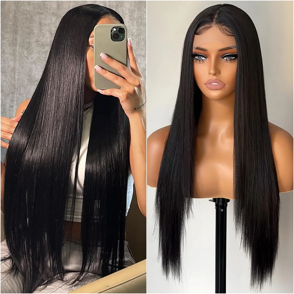 

40 Inch Straight Black Lace Wigs 360 Full Lace Human Hair Wigs 13x6 HD Lace Frontal Wig Pre Plucked Brazilian Hair 7x6 Lace Wigs