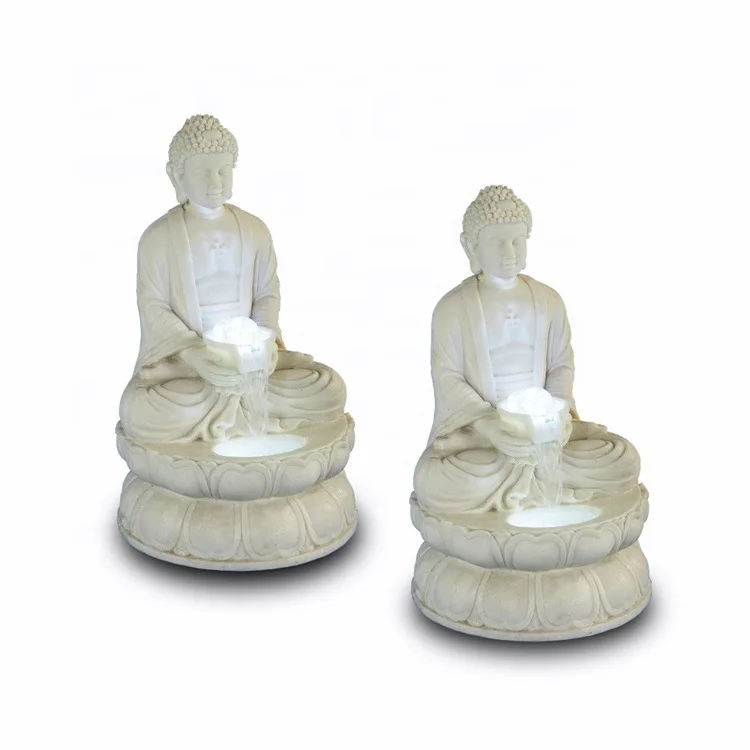 DSA resin Buddha statue flowing water ornament, sandstone fountain flowing water, Maitreya Buddha sculpture flowing water