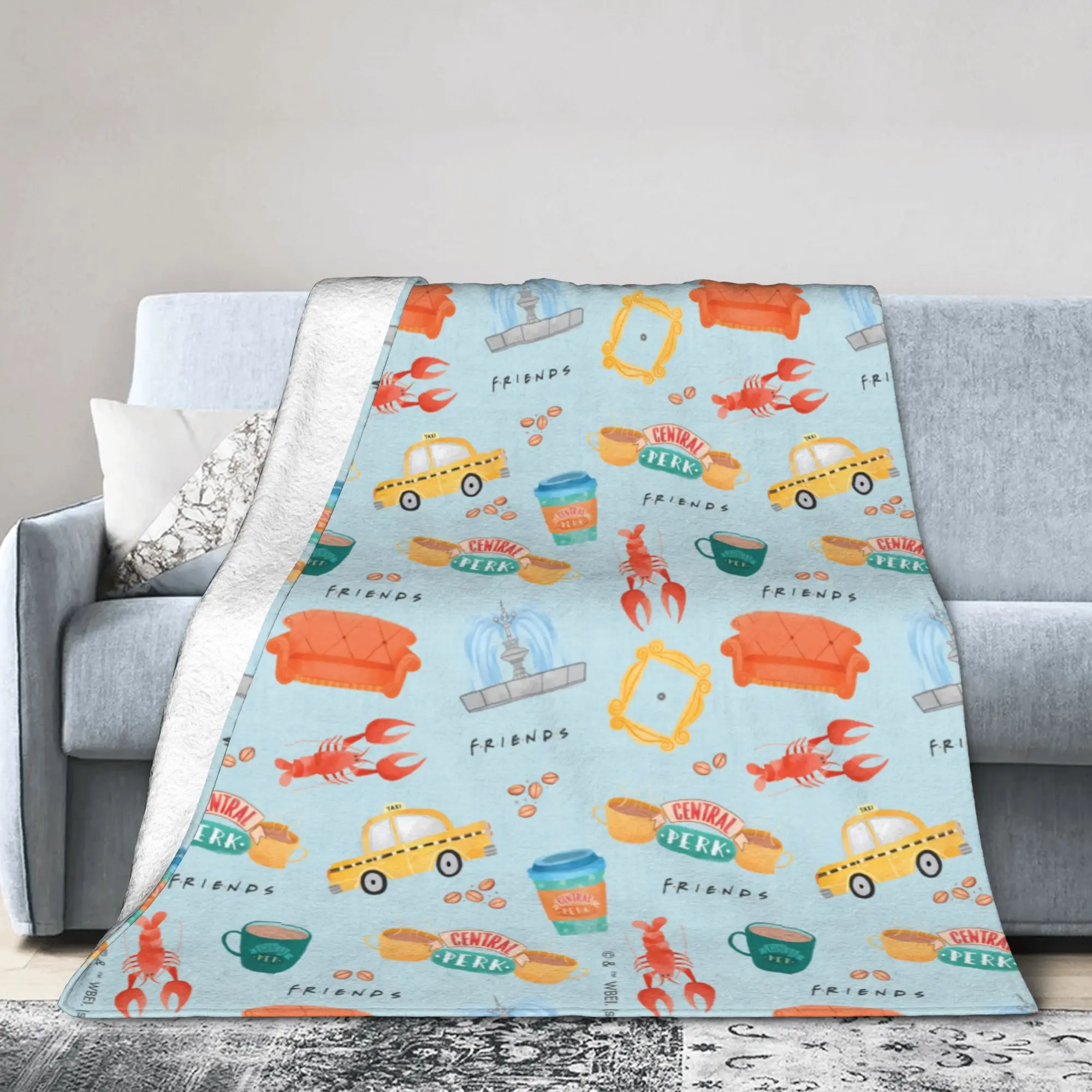 

Одеяла с значками FRIENDS, флисовые осенне-зимние телешоу, многофункциональные легкие тонкие пледы для кровати, дивана, постельные принадлежности, пледы