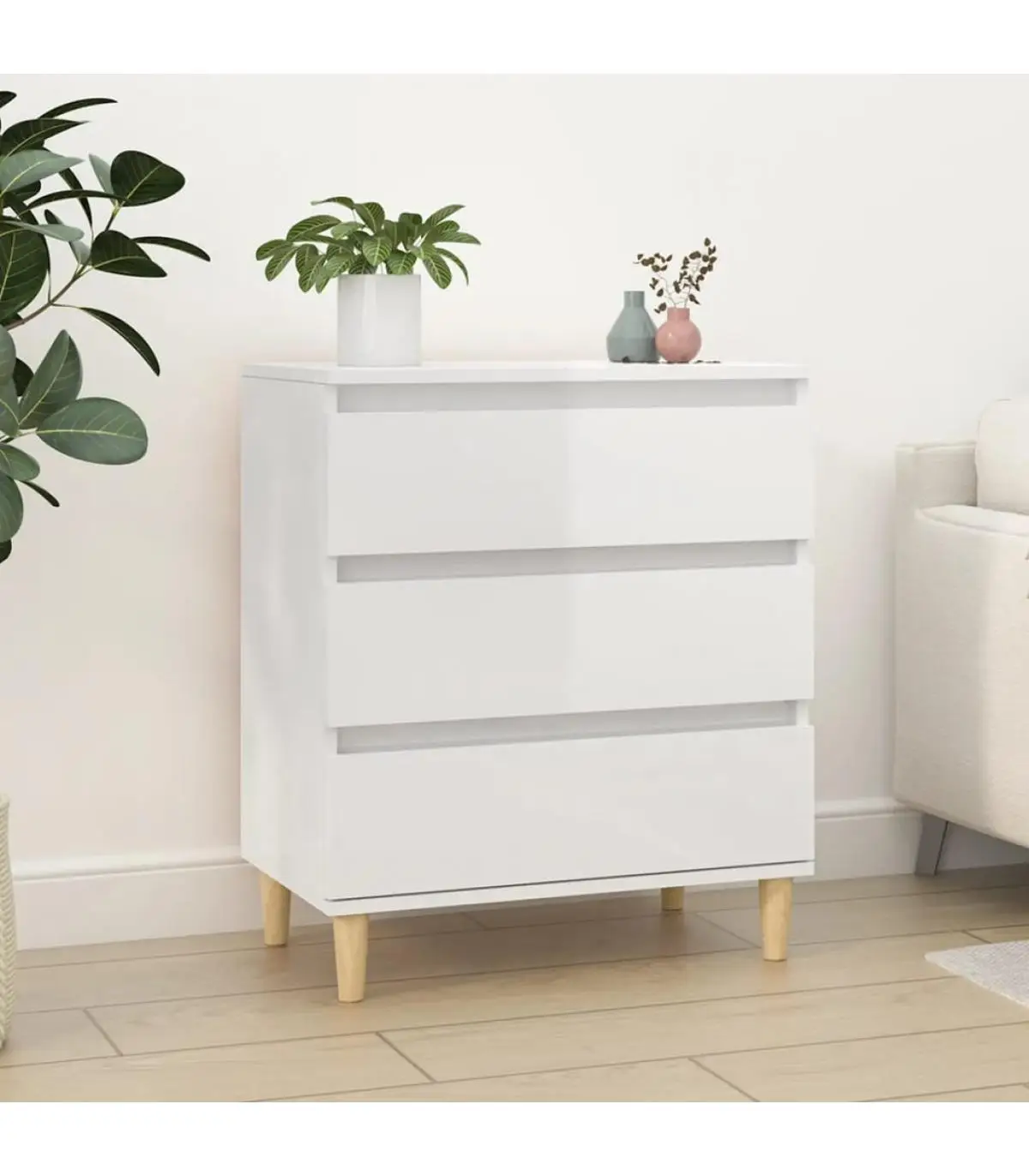 60x35x70 cm glossy white plywood sideboard