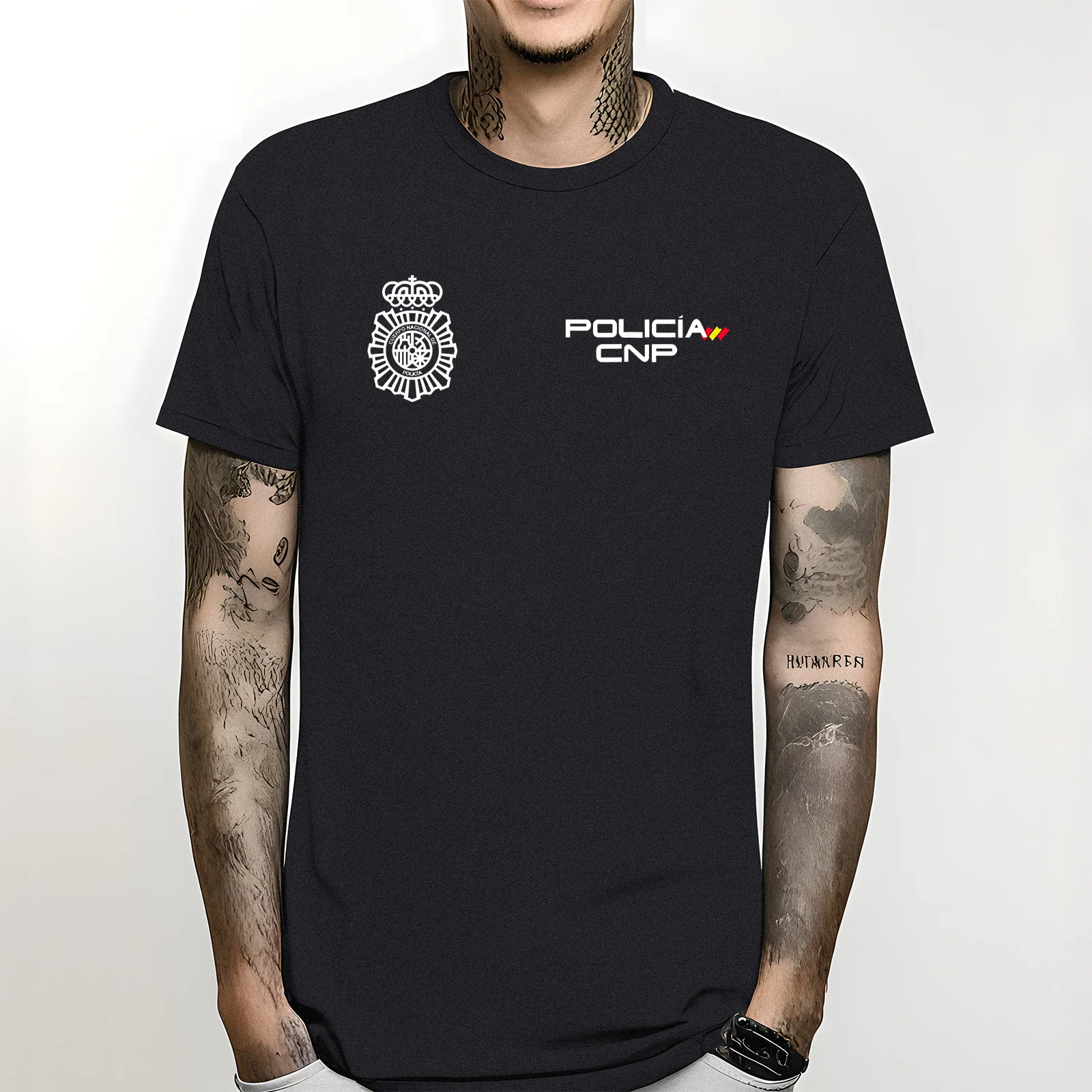 Camiseta de gran tamaño para hombre, ropa de UPR, película de policía Nacional Española Camisetas De Algodón De Alta Calidad, Top informal, 100%