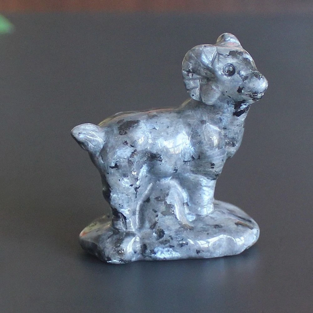 Crystal goat figurine Hand carved gemstone ram sheep statue animal Desktop Sculpture Ornament office home decor Gift