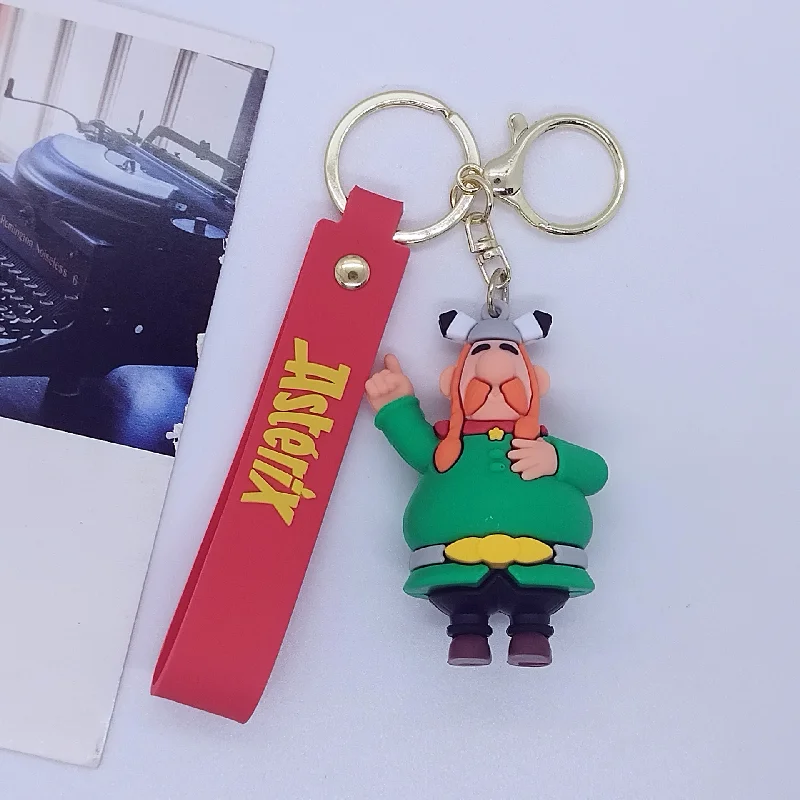 Cartoon Asterix Keychains Doll Keyring Couple Pendant Car Key Chain Key Pendant PVC Backpack Pendant Gifts For Kids Keyring