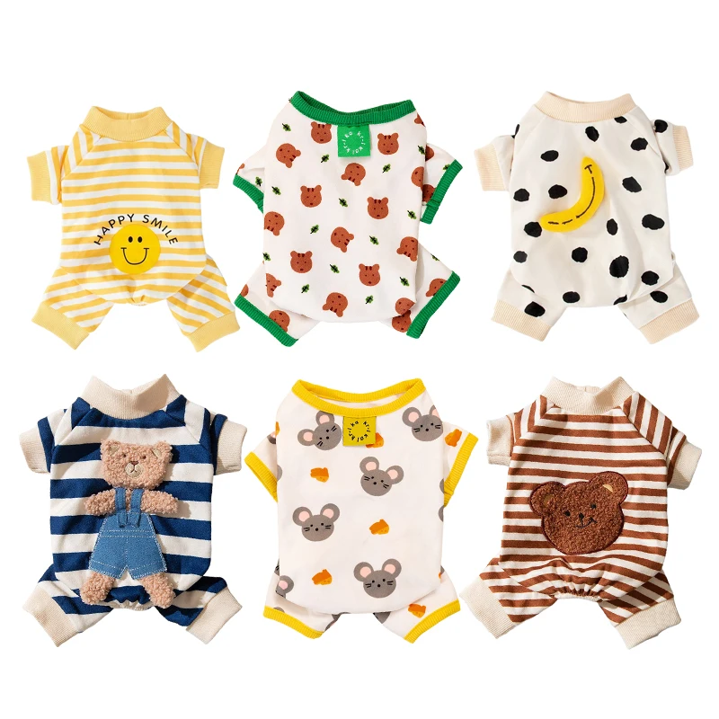 

For Pure Cotton Puppy Dog Pajamas Cozy Overalls for Dogs Warm Winter Clothes for Small Dogs Kawaii Cartoon Designer Cat Clothing