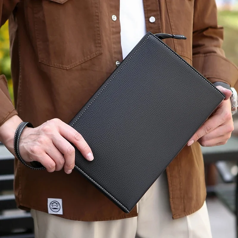 2026 New Men's Business Casual black leather Clutch Bag Fashion Envelope Bag Wallet Phone Bag Large Capacity Men's Gifts Pouch