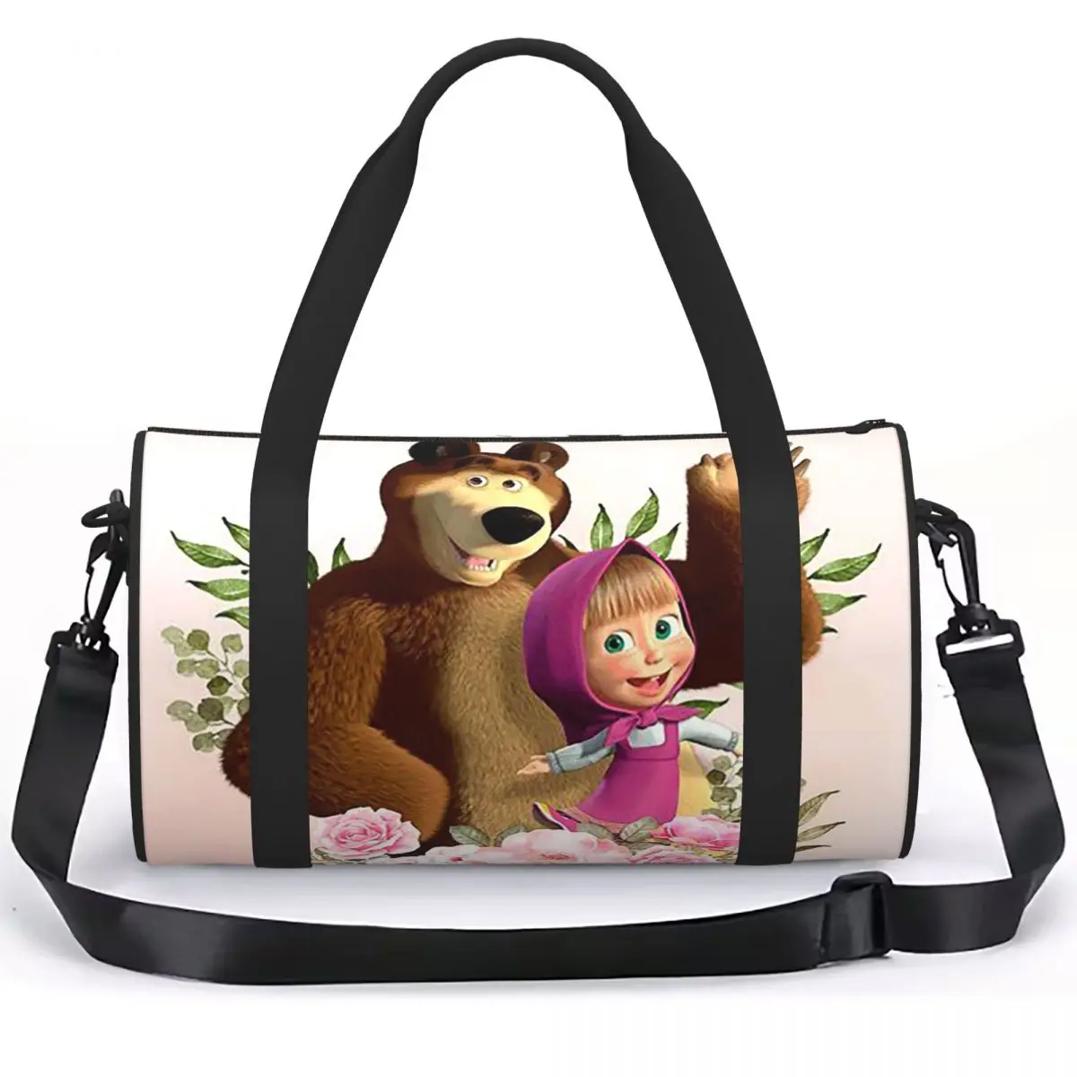 Cartoon Masha And The Bears Luggage Bag Multi-Functional Duffle Tote Bag Handbags Gym Bags Fitness Bag for Boys Girls