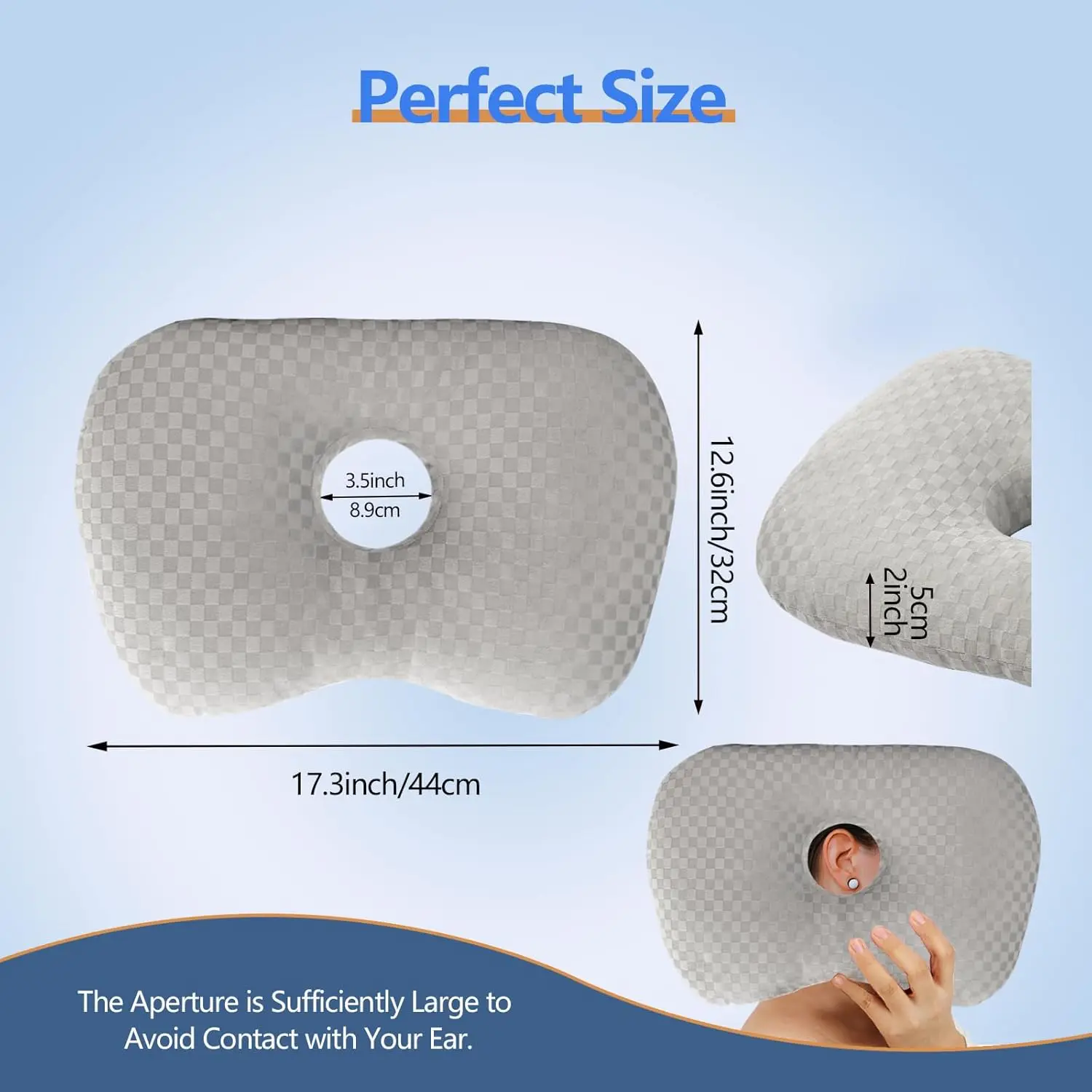 Ear Piercing Pillow with Hole for Ear Pain Inflammation Pressure Sores for Side Sleepers Cotton Ergonomic Pillow With Ear Hole