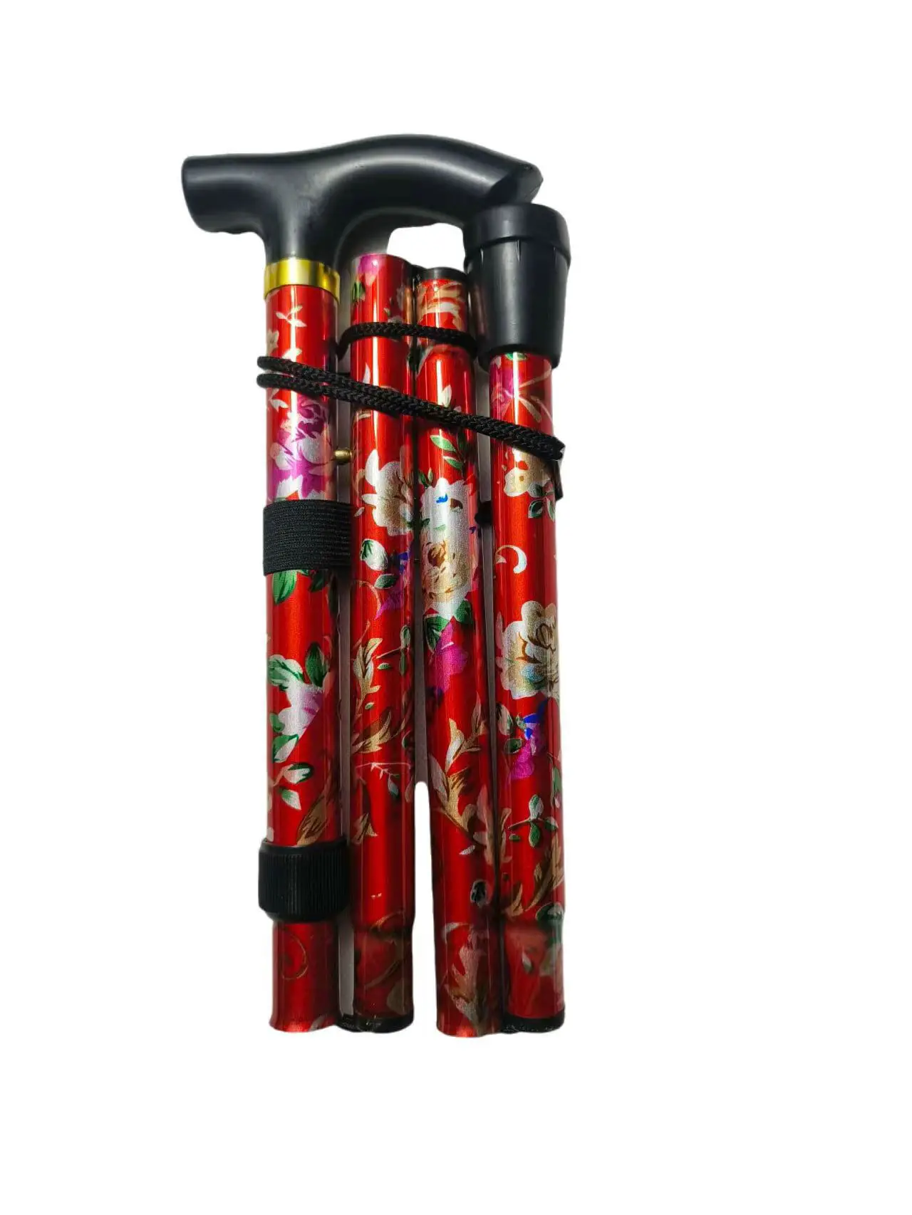 1Pc Outdoor Opvouwbare Trekkings Pole 4-sectie 82-92cm Wandelen Telescopische Stok Lichtgewicht Camping Klimmen Trekking Stok