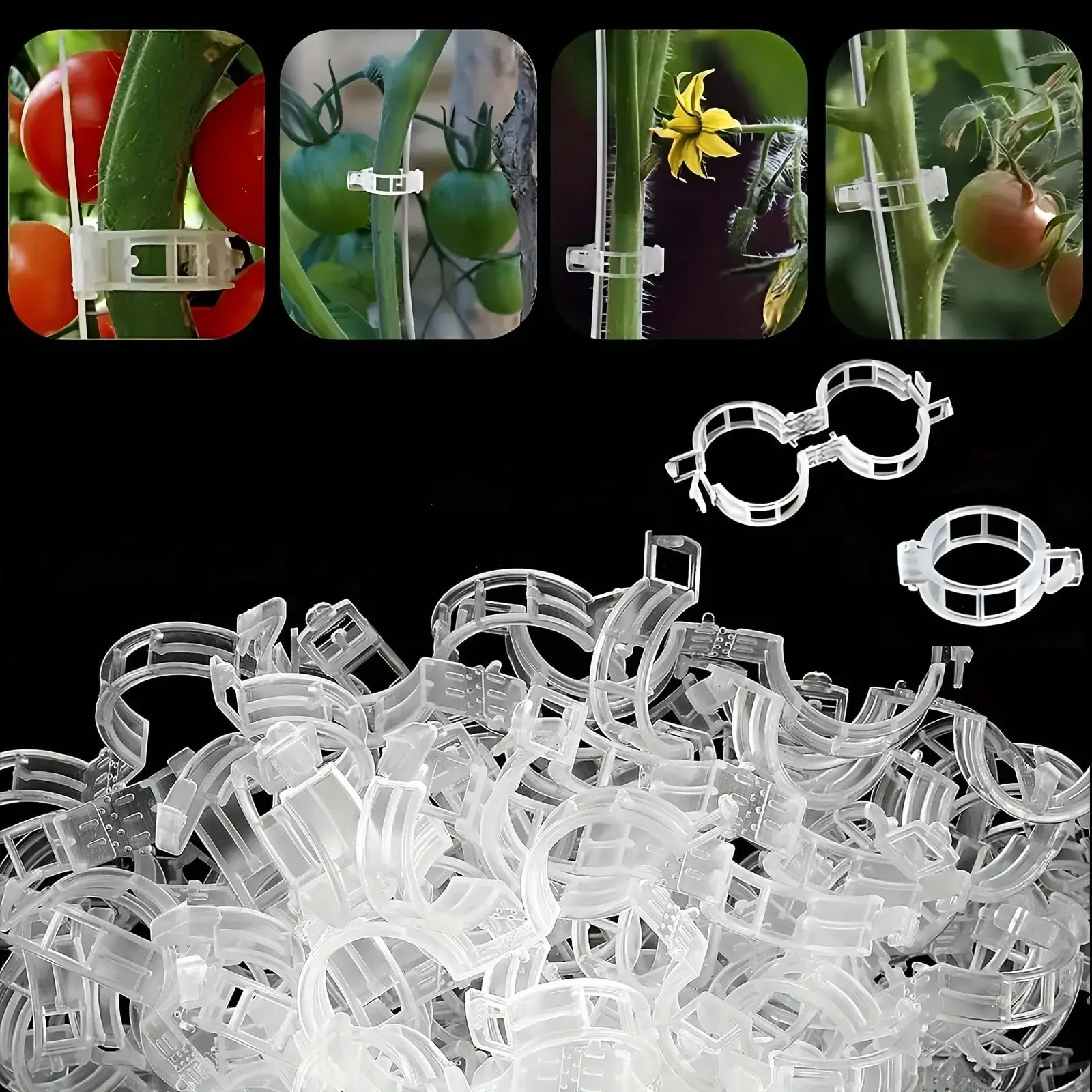 400pcs Garden Plant Support Clips - Sturdy PP Material, Adjustable, Reusable- Easy To Use And Space-Saving Design