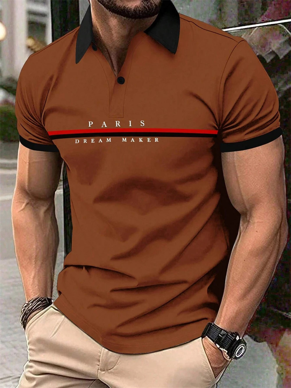Letter Men\'s Summer Polo Shirt Breathable Golf Polo T-Shirt Sport Hiking Shirts Casual Work Short Sleeved Male Business Clothes