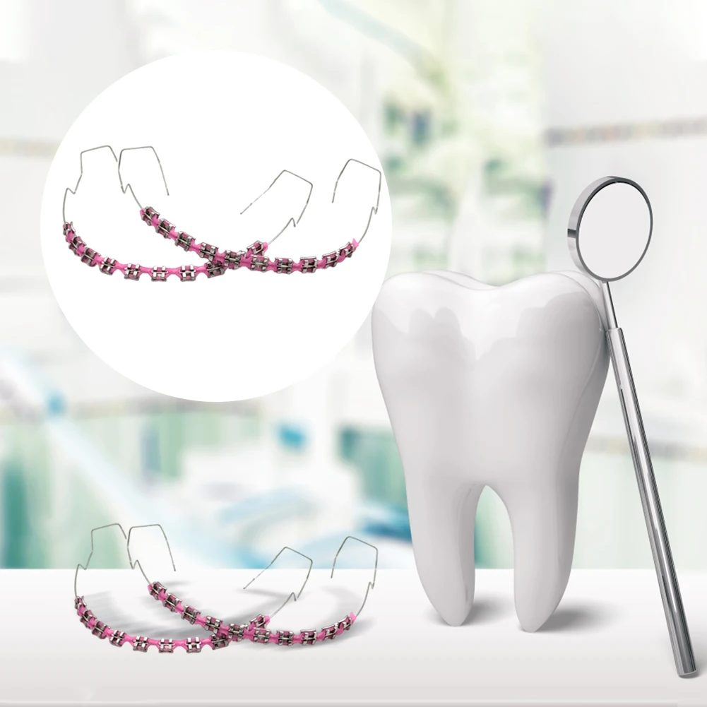 Temporary Tooth Decoration Dental Metal Bracket with Metal Wires & Bracket Dental Tool with Ligature Ties for Tooth Decor