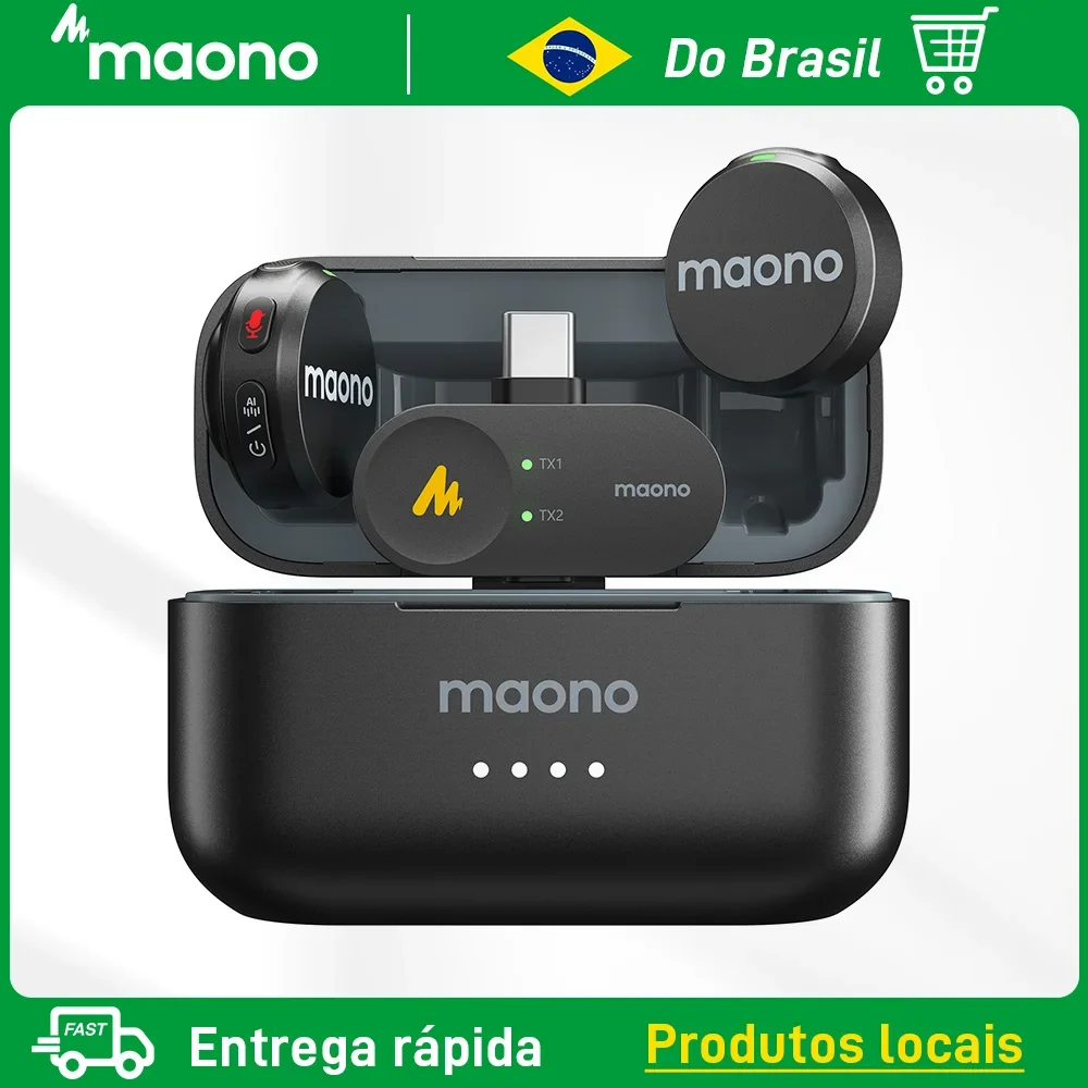 Microfone Lavalier Sem Fio Maono Wave T5 com Cancelamento de Ruído para Gravação - imagem 1
