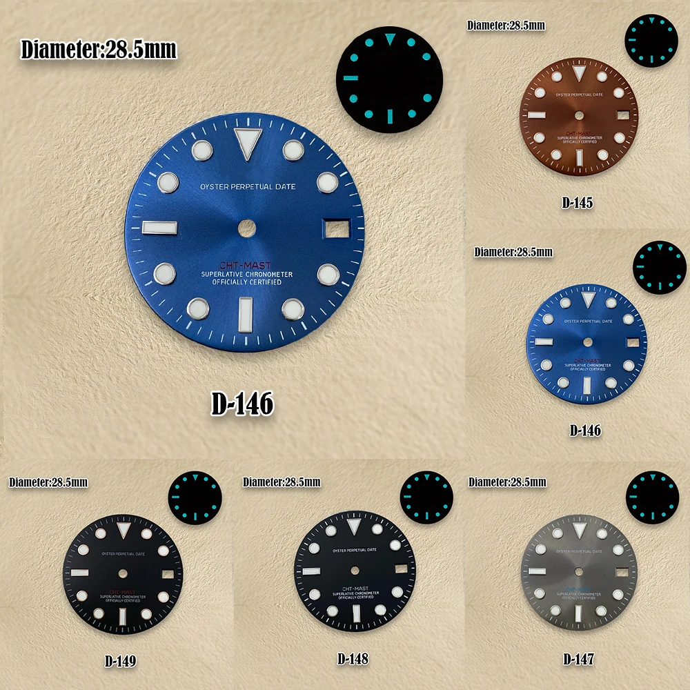 

28.5mm NH35 Dial S Logo Sunray Dial Suitable For NH35/NH36/4R/7S Movement Ice Blue Luminous Watch Accessories