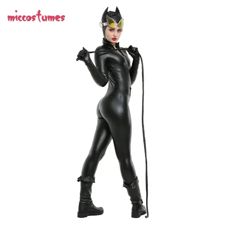 CyMiccostumes Cat Suit Kitty Cosplay Costume Black Bodysuit Jumpsuit Woman Halloween Cosplay Costume