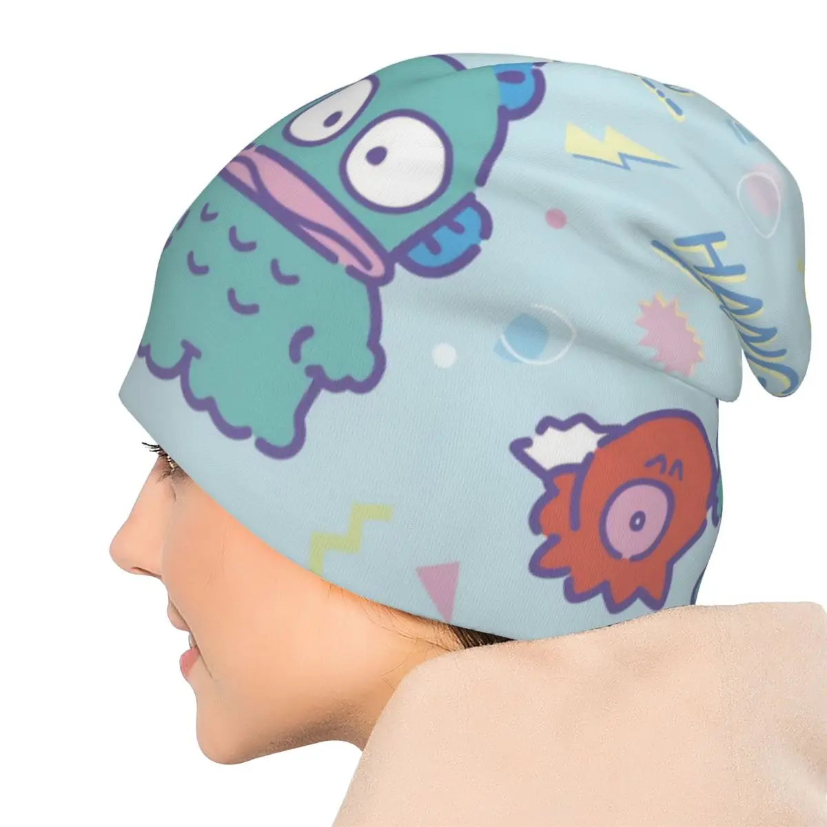 Kawaii الأسماك Hangyodon بونيه القبعات كول الشارع Skullies قبعة صغيرة الرجال النساء الدافئة ذات الاستخدام المزدوج قبعات #5