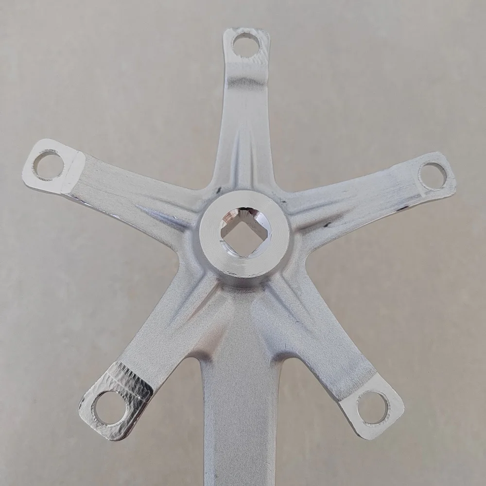 Bicycle Crank 144 BCD Fixed Gear Crankset 5 Bolts Track Bike Arm Silvery Aluminum Alloy Folding MTB Parts