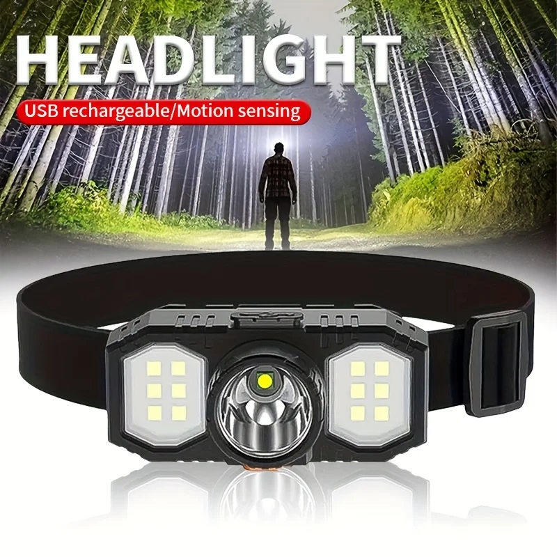

XPE+COB LED Powerful Headlamp Flashlight USB Rechargeable Camping Head Light Adjustable Angle for Outdoor Camping Hiking Working