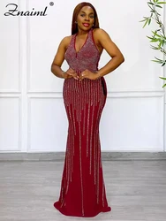 Znaiml Elegant Luxury Evening Long Dresses Women Sexy Sleeveless Rhinestone Birthday Mermaid Robe Girl's Celebrity Guest Vestido