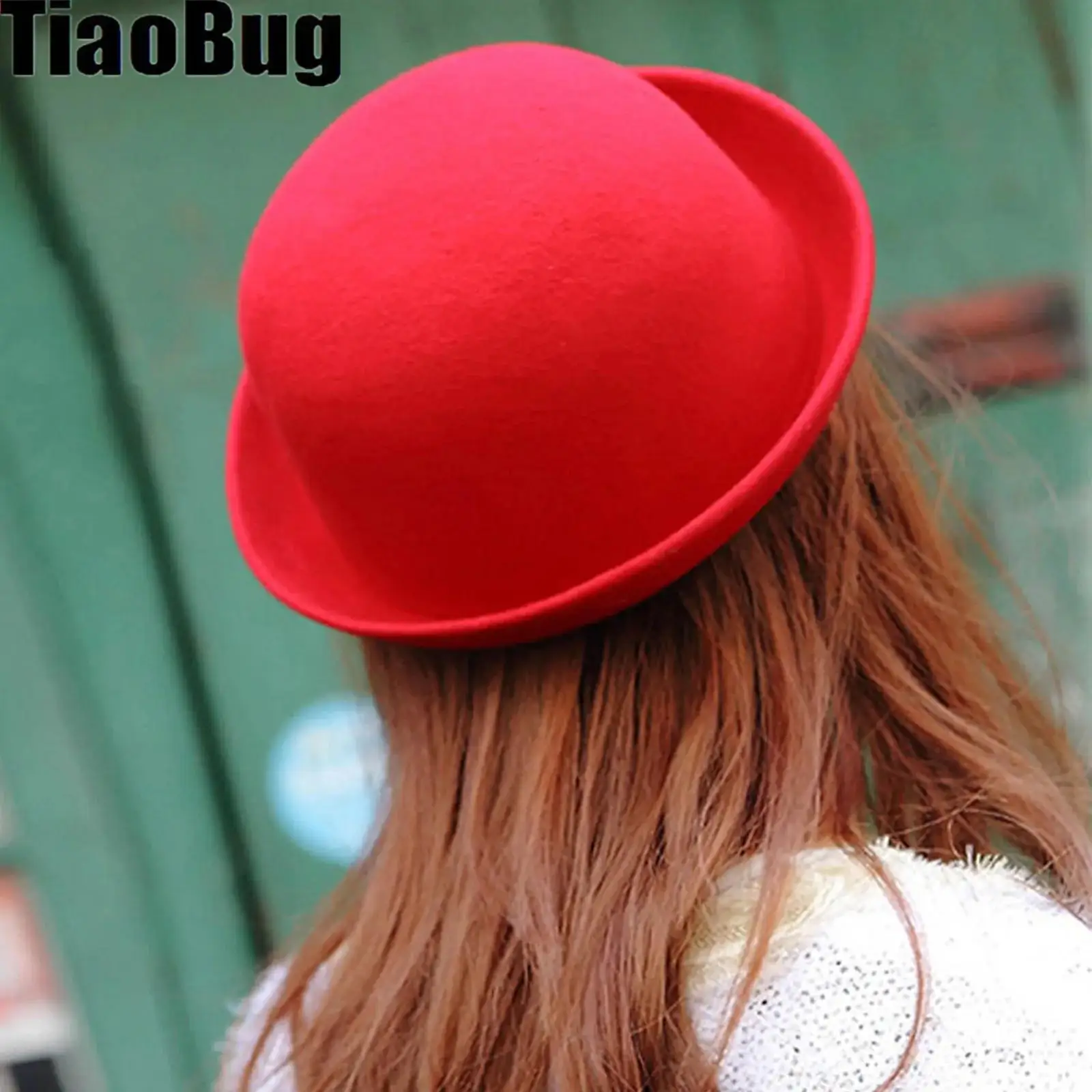 

Women Retro Faux Wool Hat Round Hat Solid Color Felt Hat Millinery for Photo Shoot Costumes Dress Up