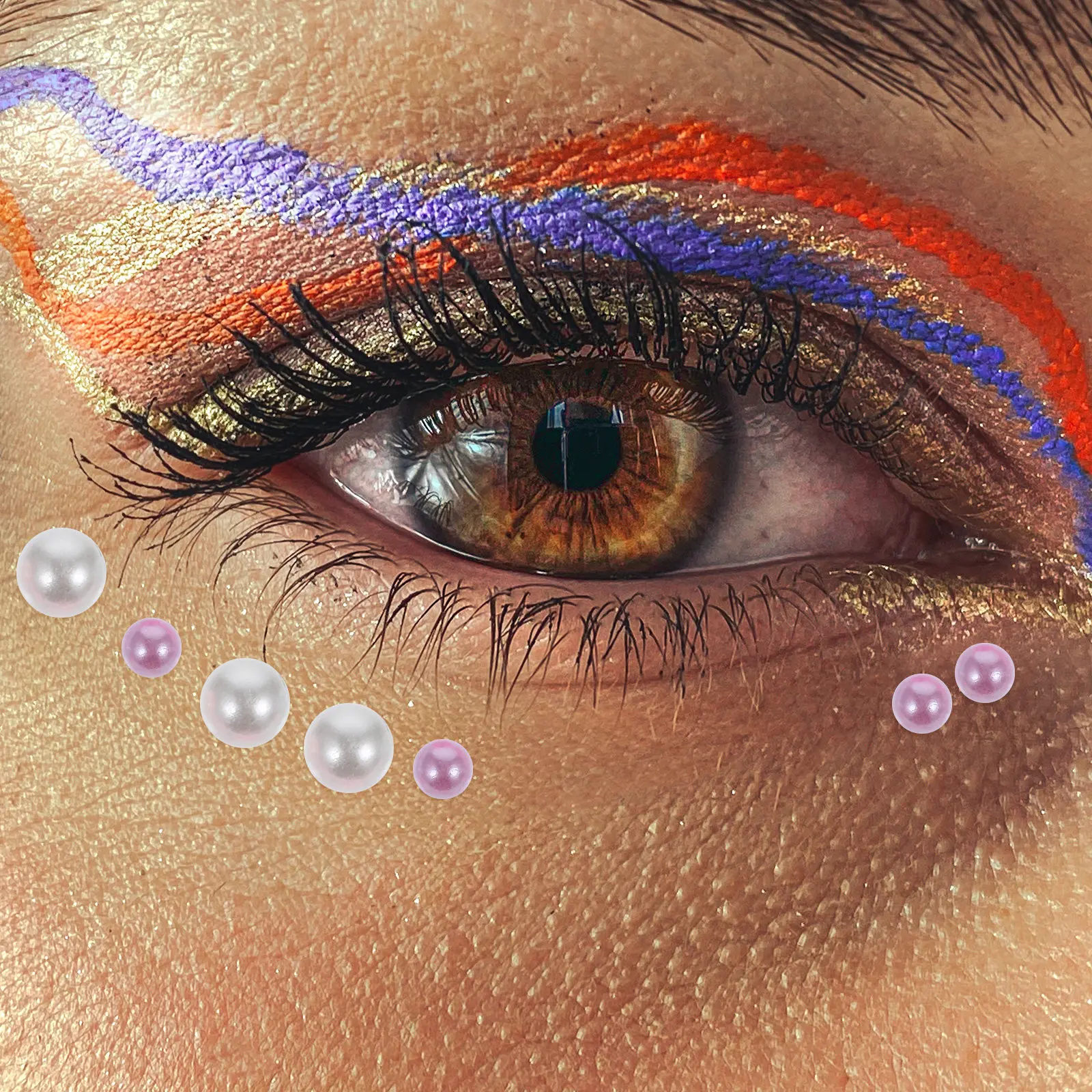 

10 Sheets Face Pearl Stickers Self Adhesive Small Size for Body Decoration Festival Halloween Dance Music Party Cosplay Nail Art