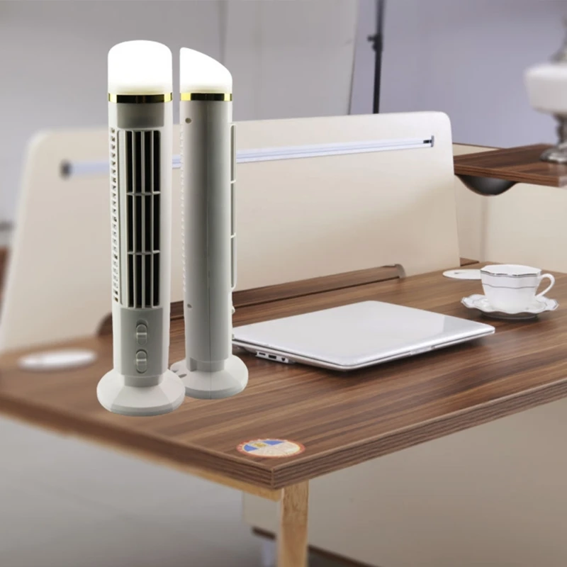 USB Tower Fan Led Table Fan Light For Desktop Bedroom Living Room Function 2-in-1 Portable Electric Fan-Lamp for Drop Shipping