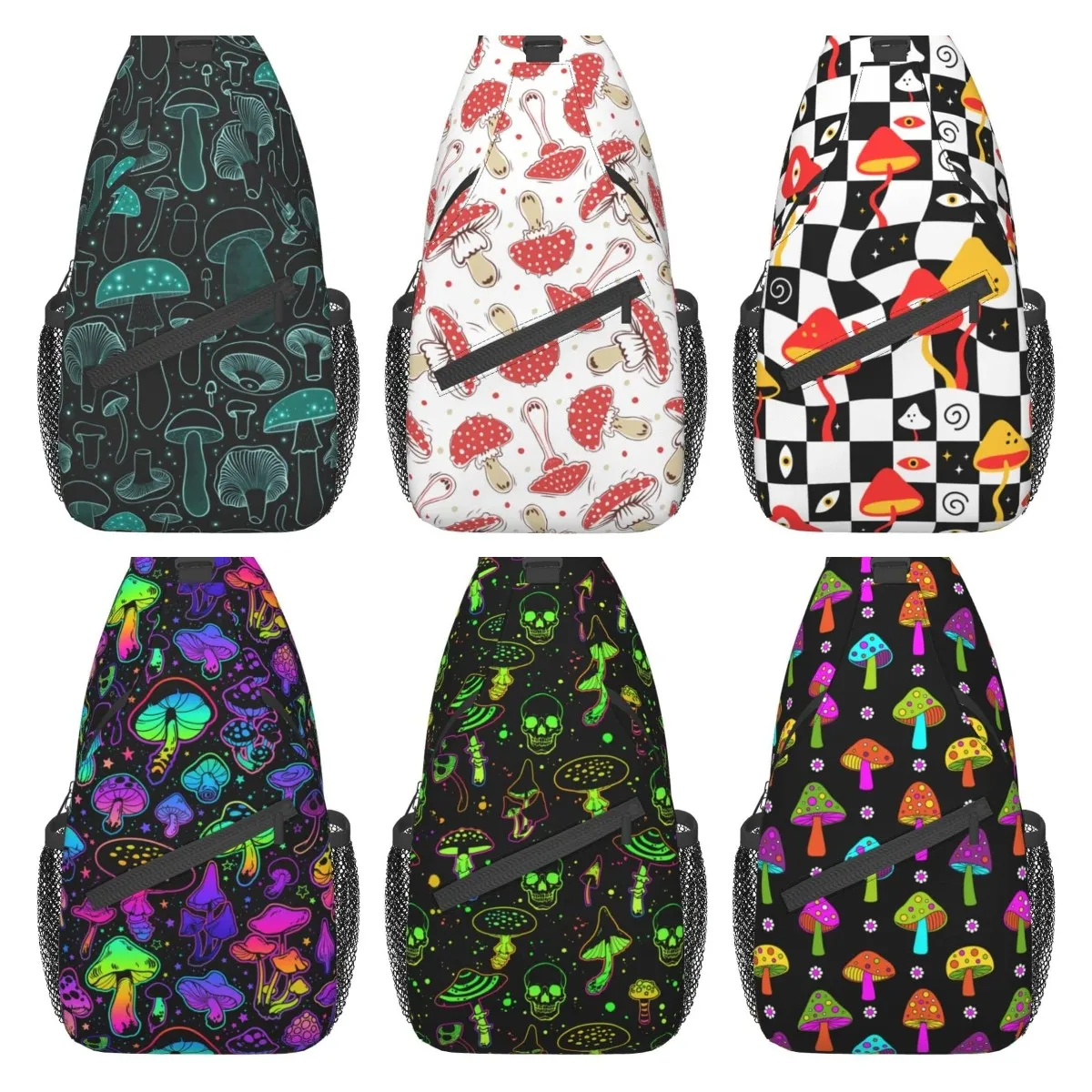 

Mushroom Sling Backpack Crossbody Bag for Women Men Sling Bag Travel Hiking Shoulder Chest Bag Daypack Unisex One Size