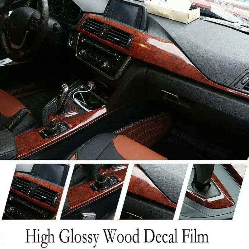 Picture 4: High Glossy Wood Grain Car Interior Stickers Waterproof Vintage Self Adhesive Vinyl Decal Film for DIY Furniture Doors and Auto