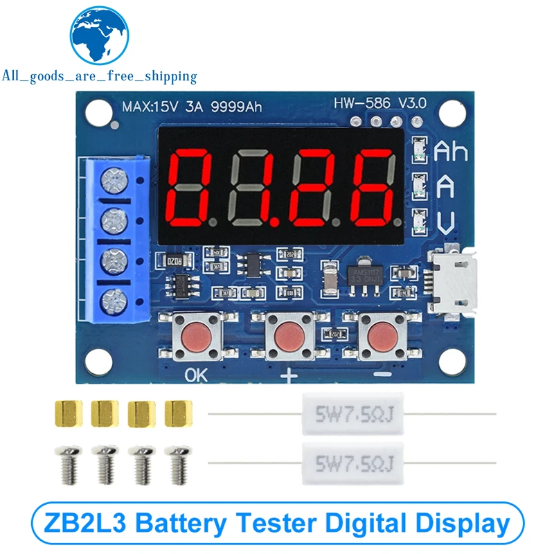 TZT ZB2L3 Li-ion Lithium Lead-acid Battery Capacity Meter Discharge Tester Analyzer