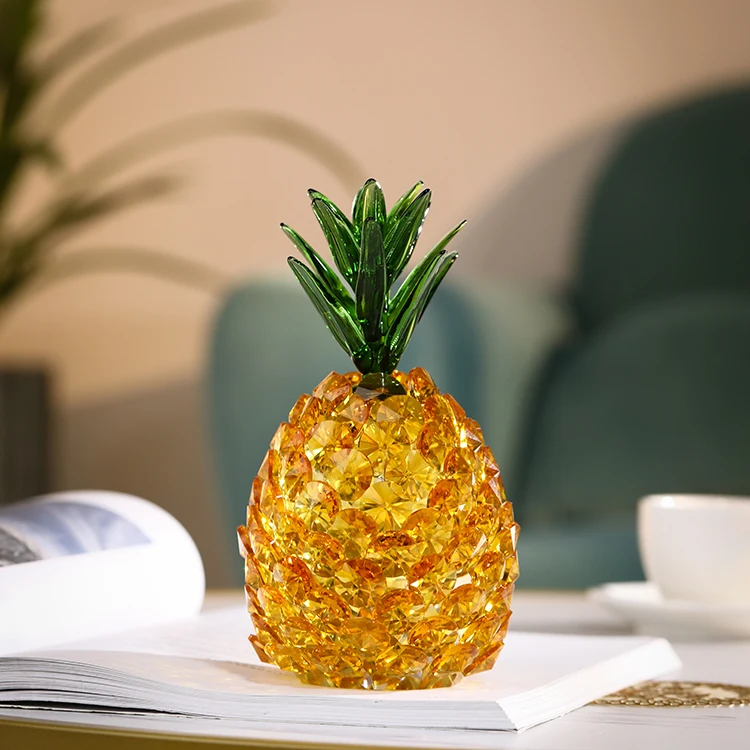 Yellow Crystal Pineapple Living Room Wine Cabinet Wealth Attraction Decoration