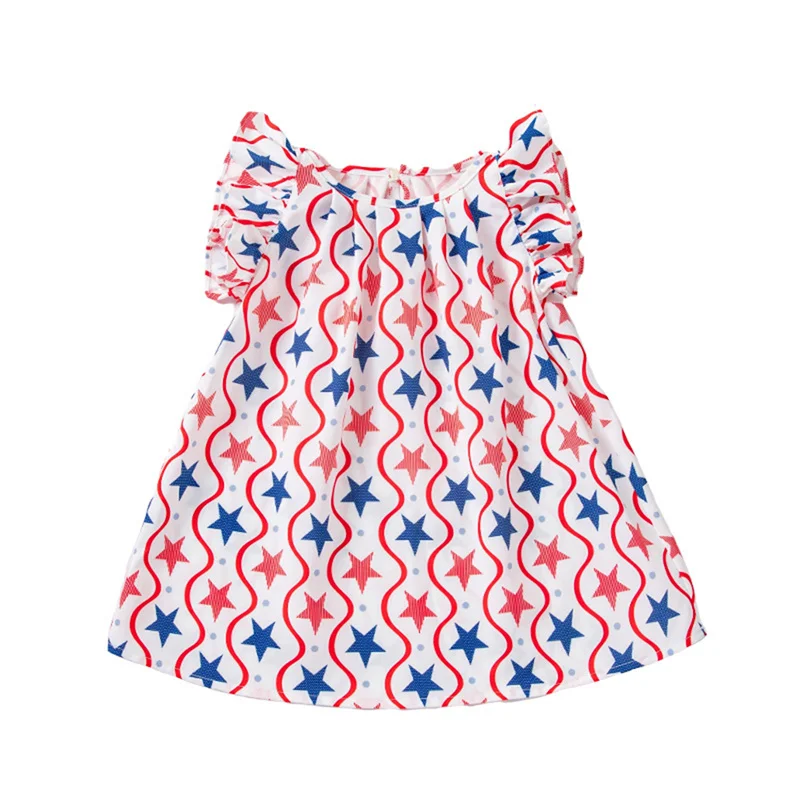 

Платье Cathery Kids для маленьких девочек, платье трапециевидной формы с короткими рукавами и круглым вырезом на День независимости
