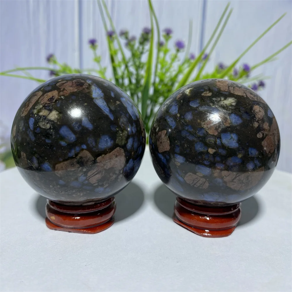 

Natural Stone Glaucophane Crystal Ball Mineral Rocks Sphere Healing Reiki Energy Hand-Polished Home Decoration