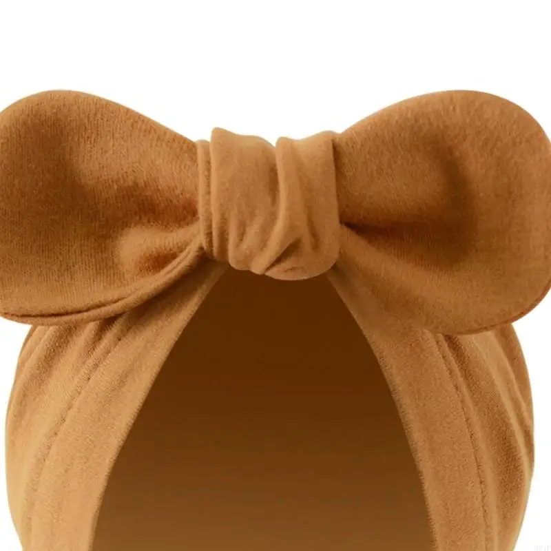 

581F 4 Set Infant Cotton Bonnet Caps Bowknot Hat Protective Mittens Set Soft Elastic Anti Scratch Protections for 0-6 Months
