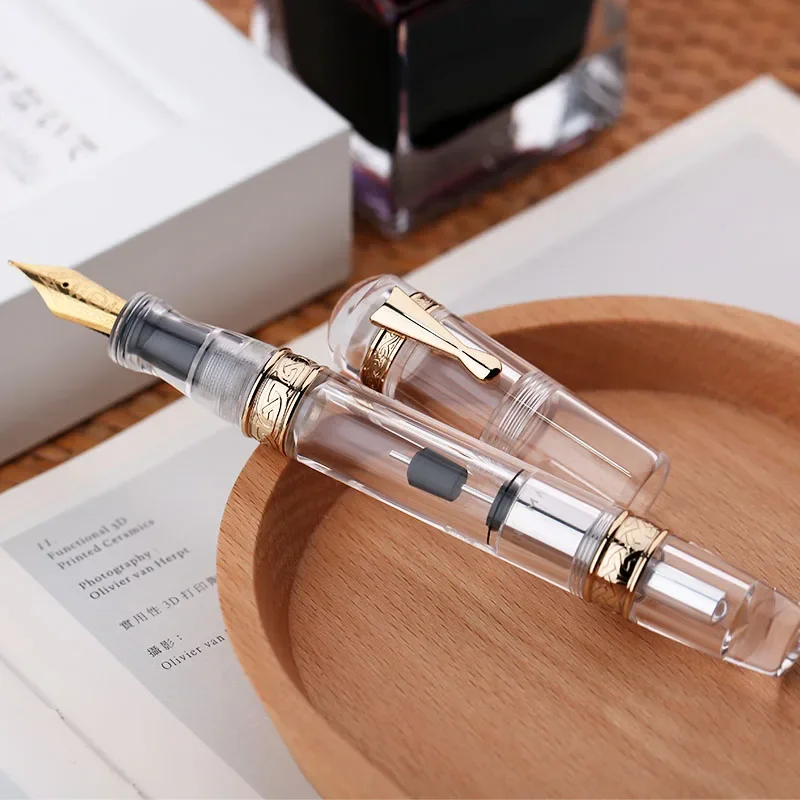 Majohn C5 Beautiful Imported Acrylic Fountain Pen EF F M 0.38MM 0.5MM 0.7MM Nib,Gold Clip Pen Stationery Business Writing Gifts