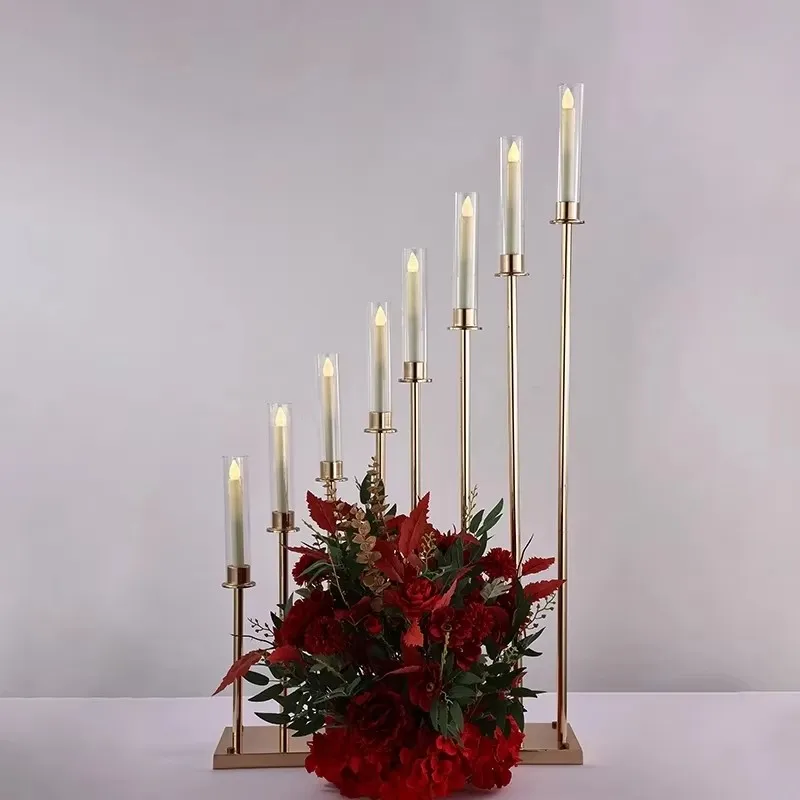 

8 Heads Candelabra Metal Candle Holders Acrylic Wedding Table Centerpieces Candle Holder Candelabrum For Party Home Decor