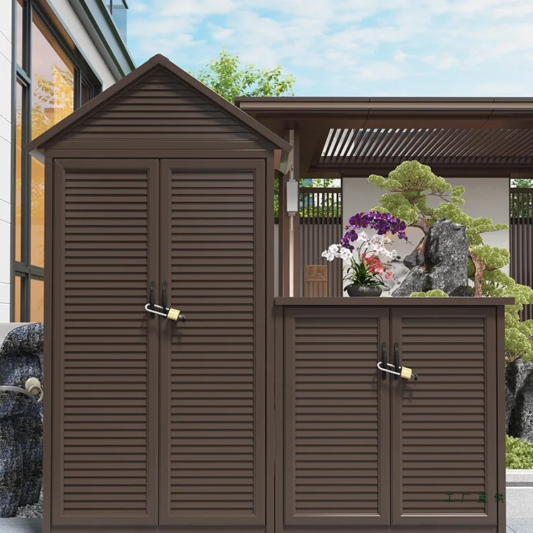 Outdoor aluminum alloy tool cabinet, villa garden, open-air courtyard, large-capacity storage, storage cabinet, waterproof and