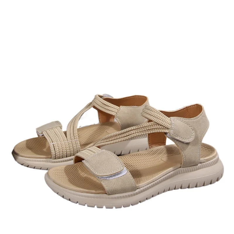 

2026 Summer Women's Comfortable Sporty Style Elastic Slip-On Sandals Large Size Thong Flip Flops Lightweight Rubber Material