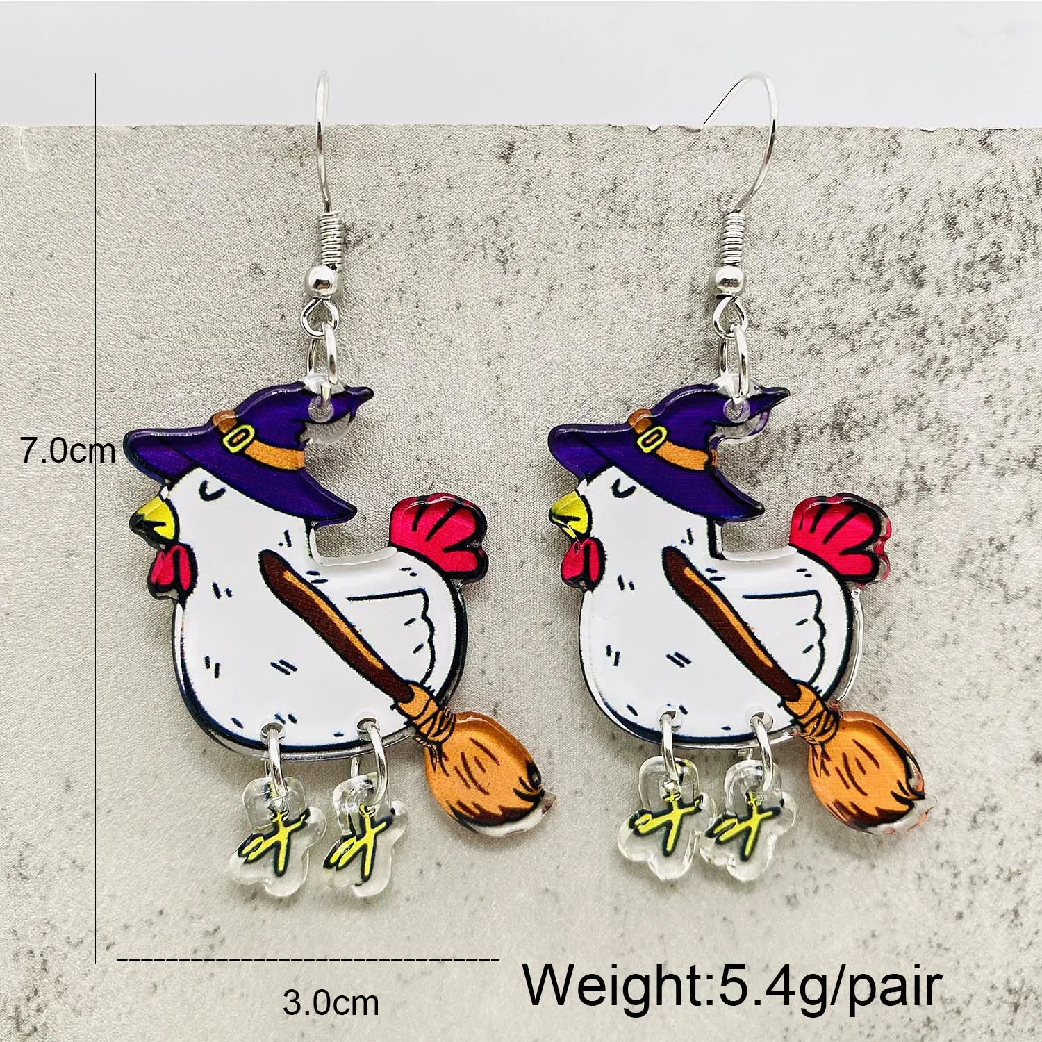 Halloween Jewellery Christmas Animal Rooster Acrylic Earrings Funny Walking Duck Drop Earrings for Girl Women Christmas Gifts