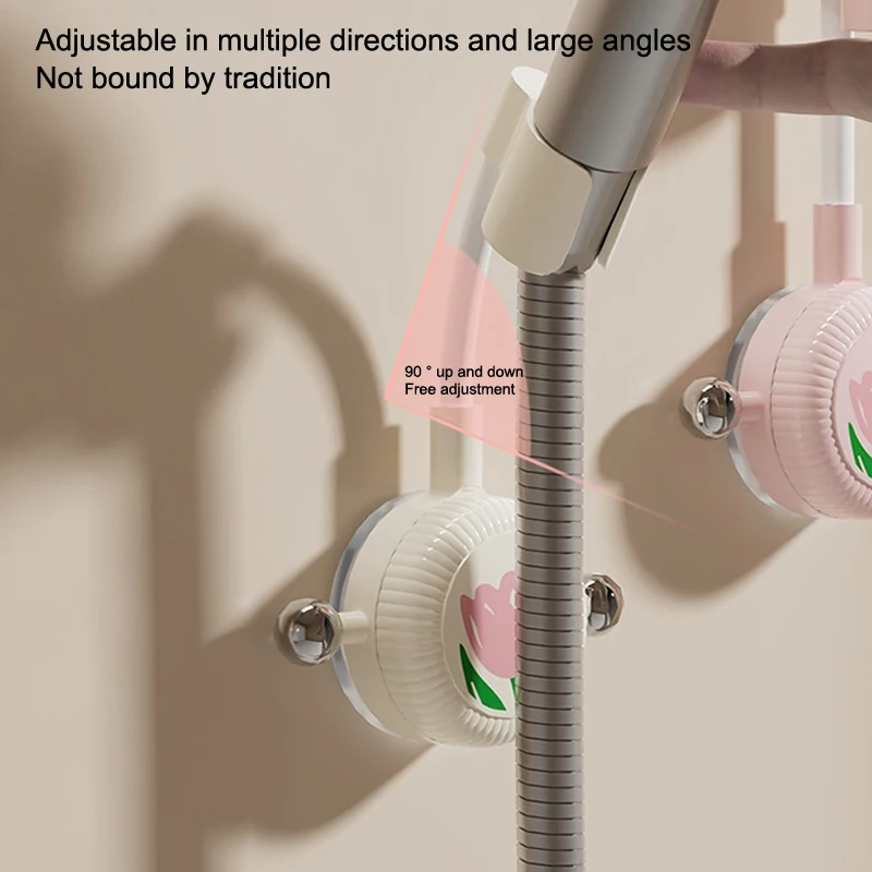 Soporte para cabezal de ducha Tulip 360 °   Soporte de ducha de mano montado en la pared con ventosa ajustable, Base sin perforaciones, accesorio de baño