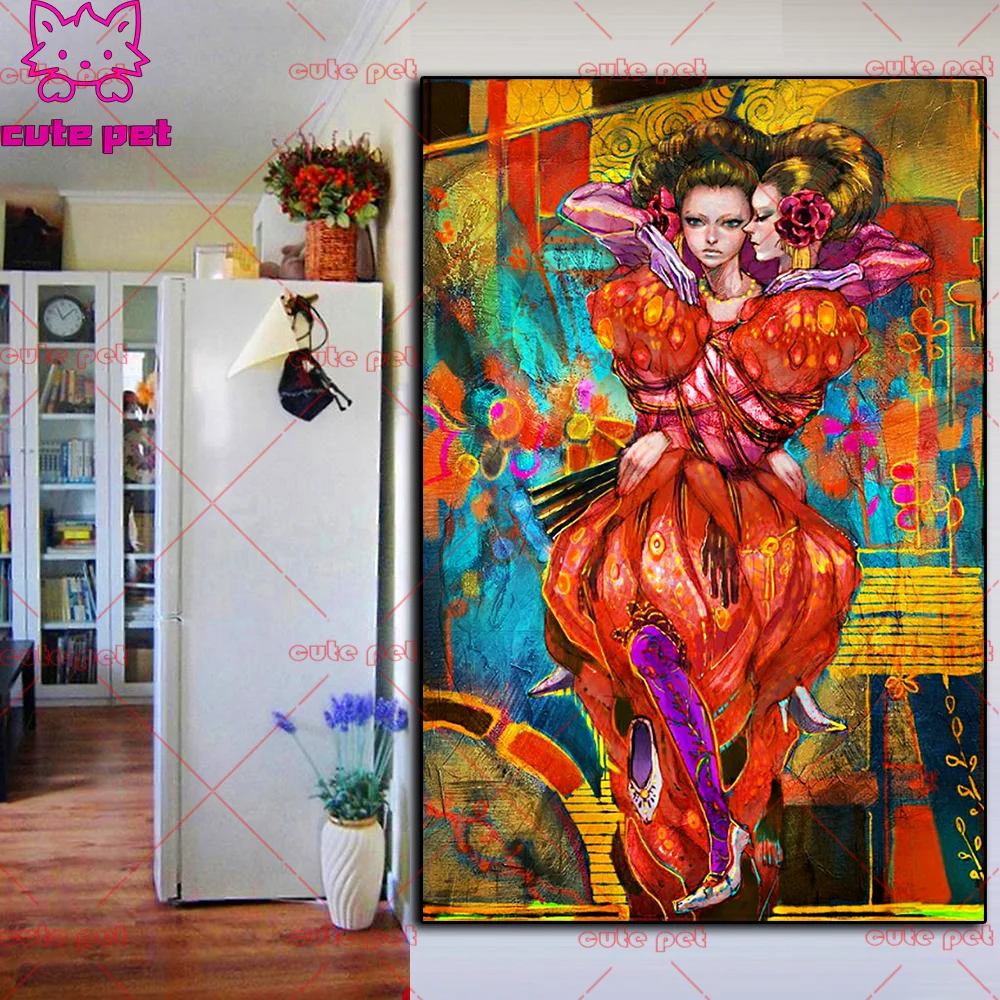 DIY diamond embroidery Fantasy twin woman full square round diamond painting cross stitch 5D painting rhinestones mosaic decor