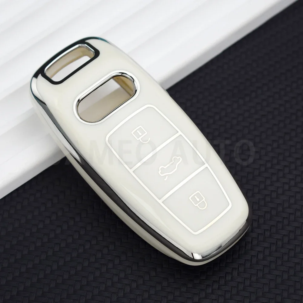 لأودي A6L 2020 A7 E-tron A8 Q8 C8 D5 2019 2018 لأودي مفتاح غطاء سيليكون Llavero 3 زر حافظة مفاتيح من البولي يوريثان اكسسوارات السيارات