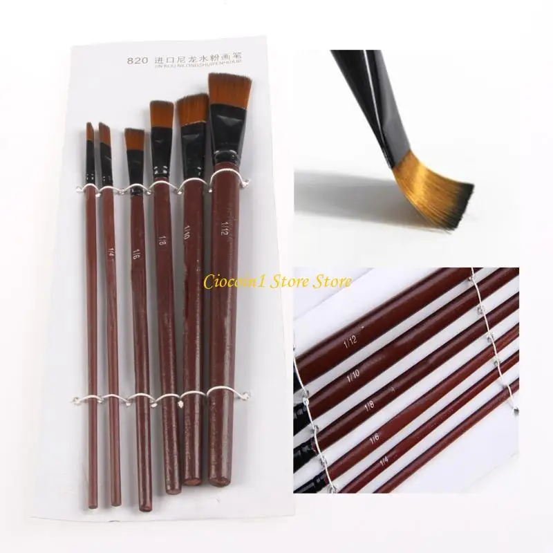 

A3PC 6Pcs Nylon Acrylic Oil Paint Gouache Brushes For Artist Supplies Watercolor Set